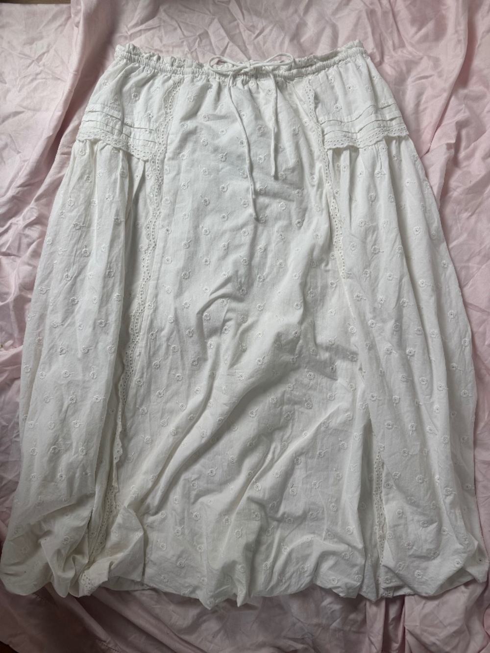 Damson Madder white eyelet lace maxi bubble hem skirt